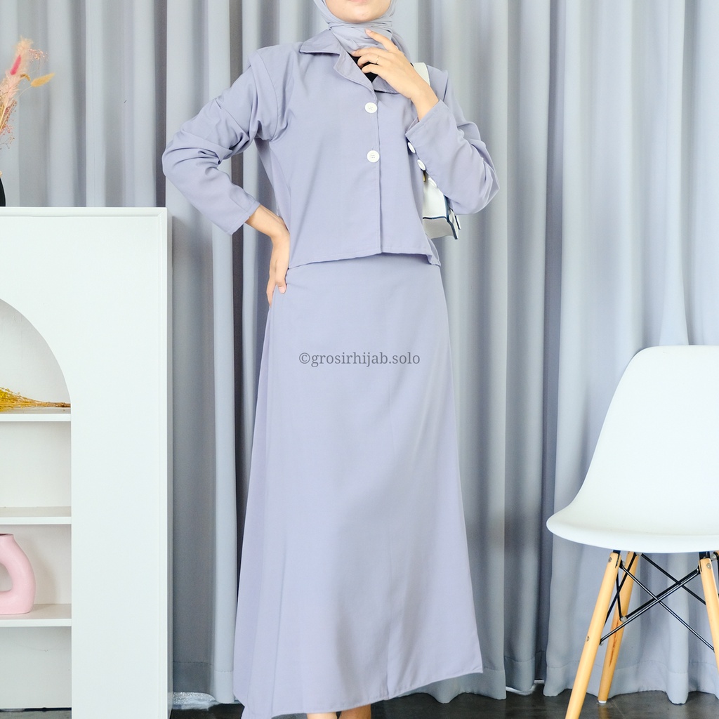 (MSB) ONE SET OPHY CARDI FLARE SKIRT DAILY BUSUI ROK SET WOLFIS