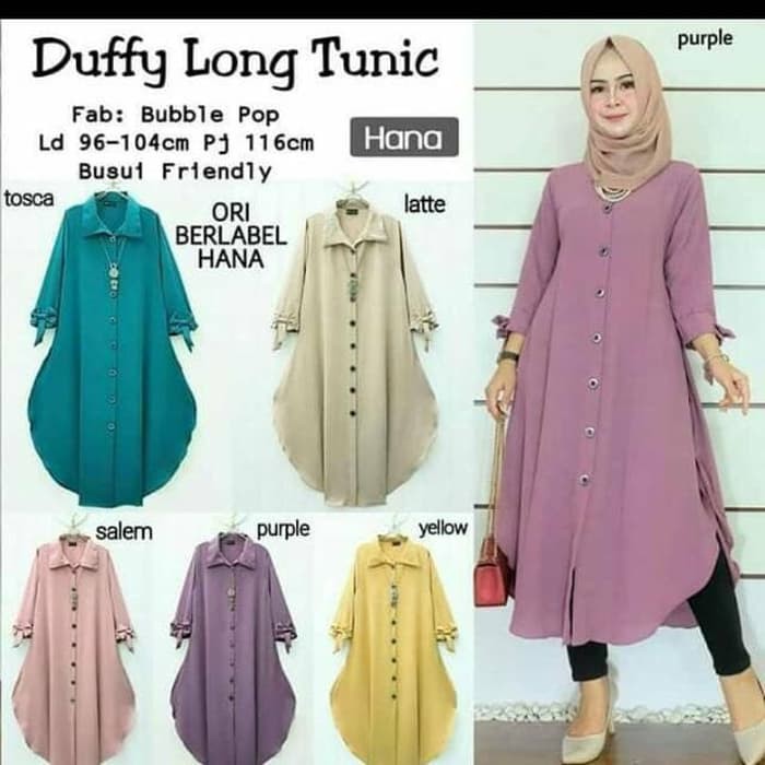 BAJU GAMIS/TUNIK DUFFY LONG PAKAIAN WANITA MURAH MODEL TERBARU - Lihat