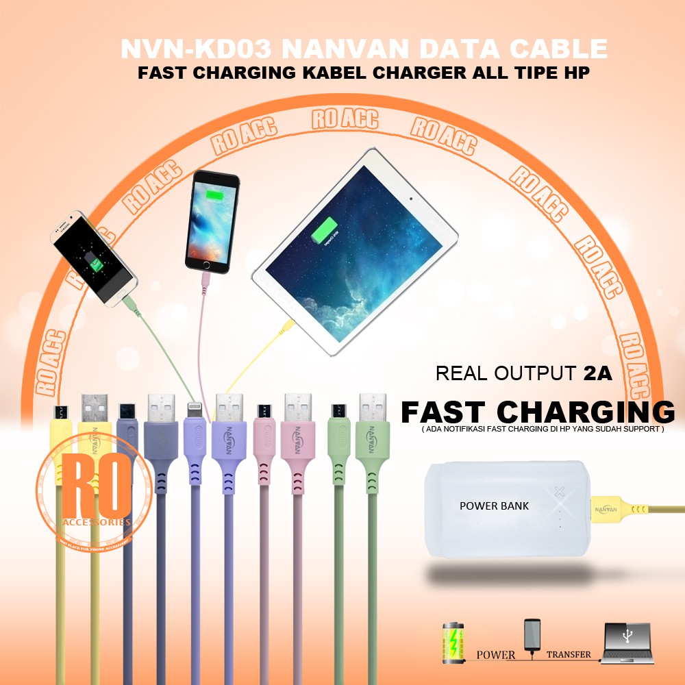 [RO ACC] NVN-KD03 MACARON NANVAN KABEL DATA FAST CHARGING KABEL CHARGER ALL TIPE HP