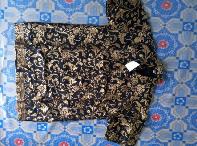 Hem Kemeja Anak Batik Prada Bakung Hitam Gold Couple Family Keluarga