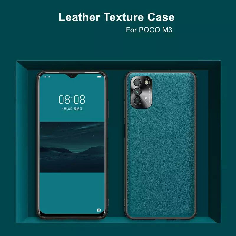 Case Xiaomi Poco M3 Vegan Softcase Leather Texture Camera Protection