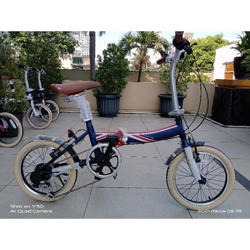 Sepeda Lipat London Taxi 16 S inch flag disegn Navy