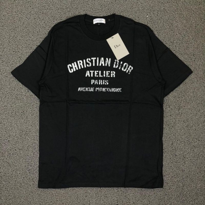TSHIRT KAOS BAJU CHRISTIAN DIOR OVERSIZE ATELIER HITAM LIKE ORI