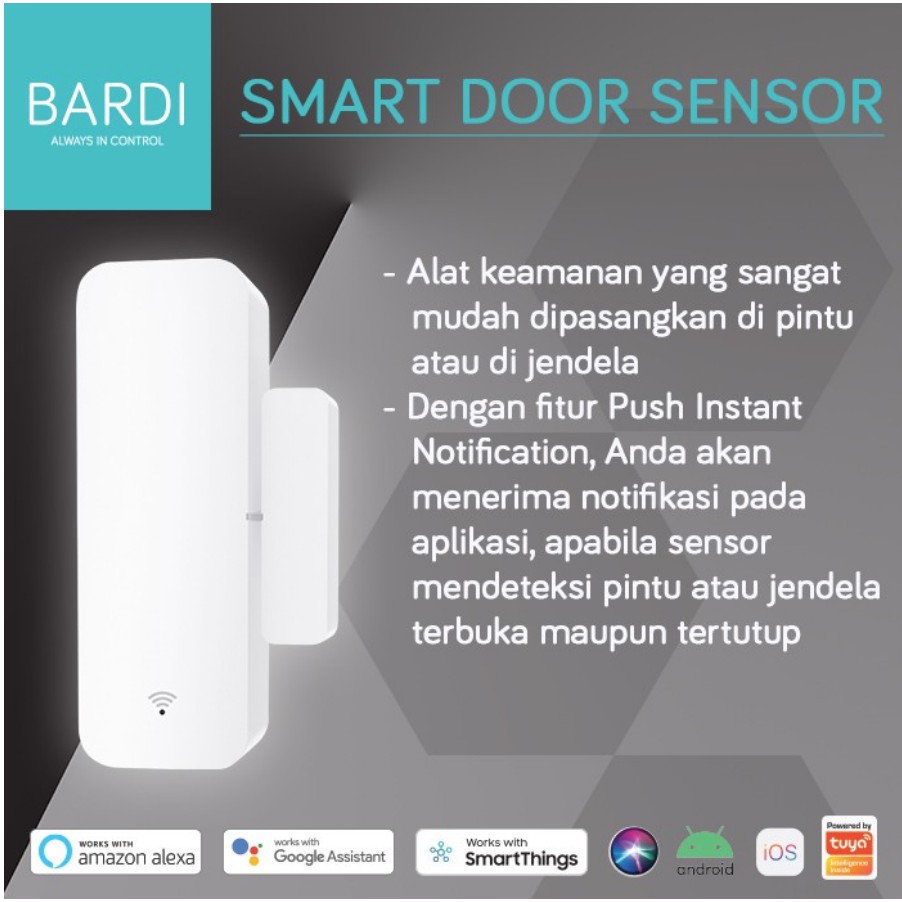 BARDI Smart Home Wi-Fi Window &amp; Door Sensor - Tidak Perlu Hub