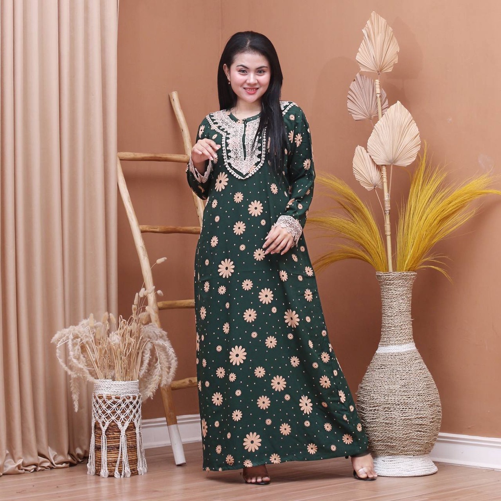 Batik Prass - Daster Arab Elmeera / Longgdress Renda / Rayon Grade A Lengan Panjang-2