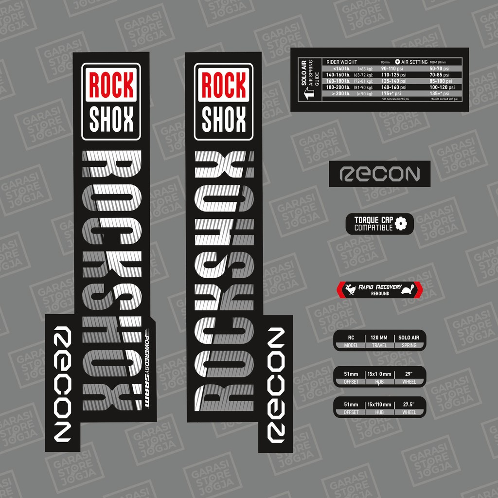 Decal Stiker Fork Rockshox Recon 2018