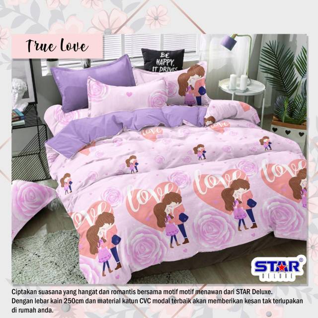 Sprei bed cover dan balmut motif true love purple