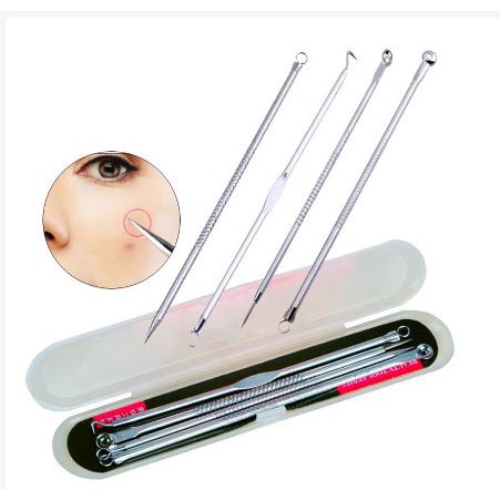 [TOSERBA_EMAK] -  EFERO Face Care Skin Acne Pimple Needle Remover Kit 4 PCS - AS1 - Silver