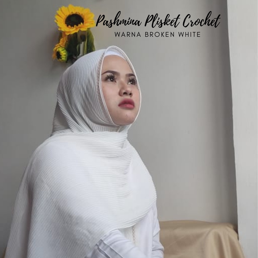 COD PASHMINA PLISKET BORDIR CROCET PREMIUM MURAH