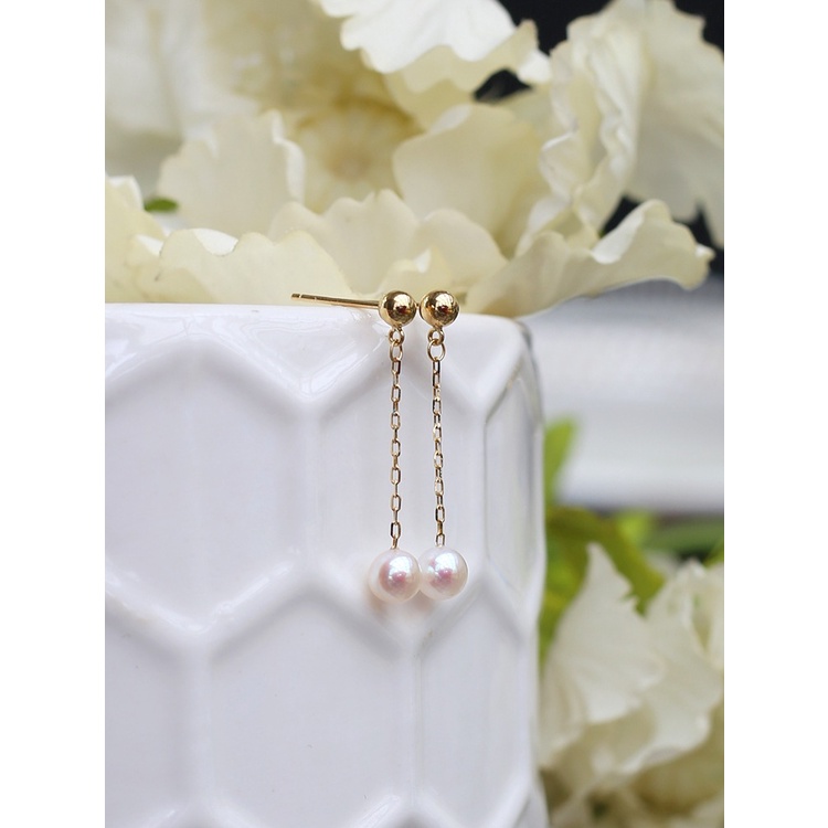 Baru sederhana titanium baja pearl stud anting-anting sederhana all-match garis telinga Mori gaya pe