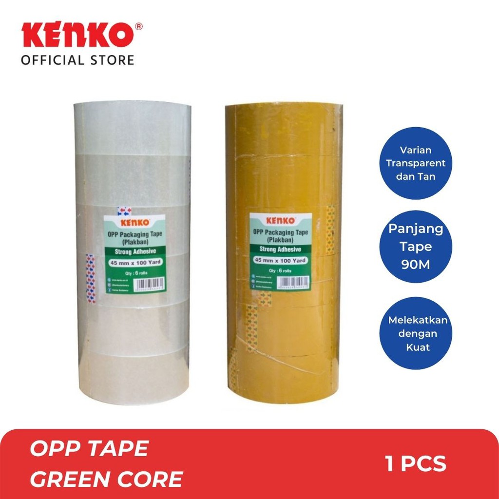 

Kenko OPP Tape / Lakban / Selotip 45MM - Green Core (90 M)