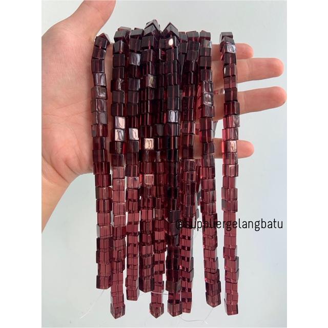 kristal Ceko kotak 8 x 8mm DARK PURPLE QUARTZ crystal bros manik manik