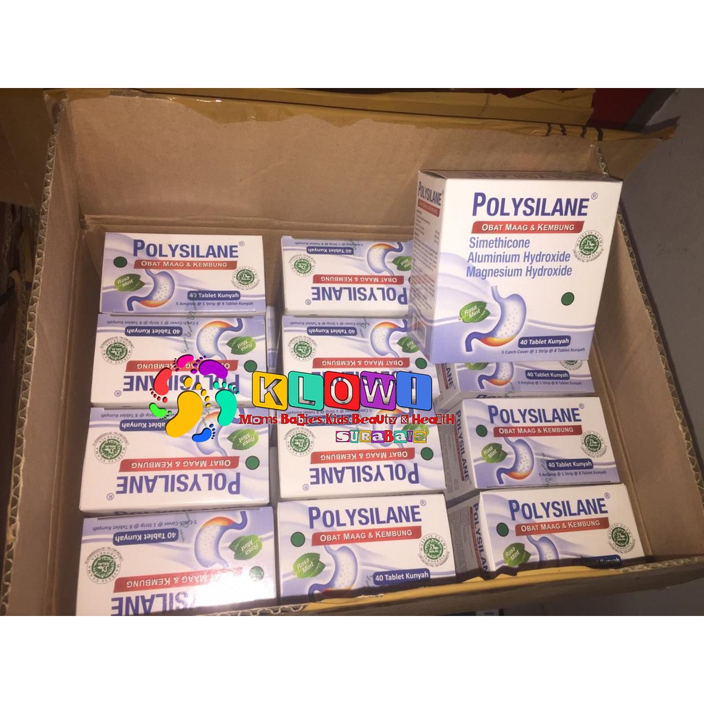 Polysilane Tablet Kunyah (Bundling 5 Strip)  @Strip 8 Tablet Kunyah,Obat Maag,Obat Kembung