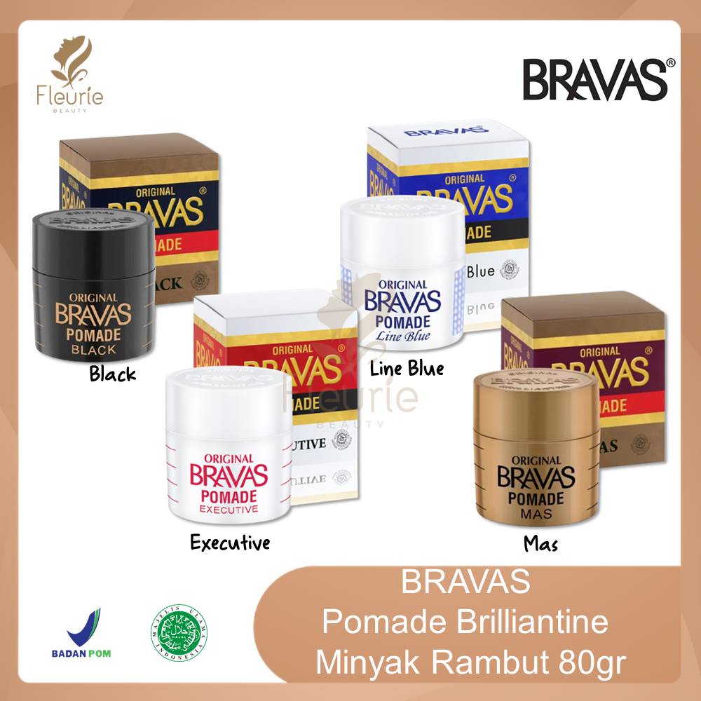 BRAVAS Pomade Brilliantine Minyak Rambut 80gr - Bravas Pomade Minyak Rambut Cowok Original BPOM