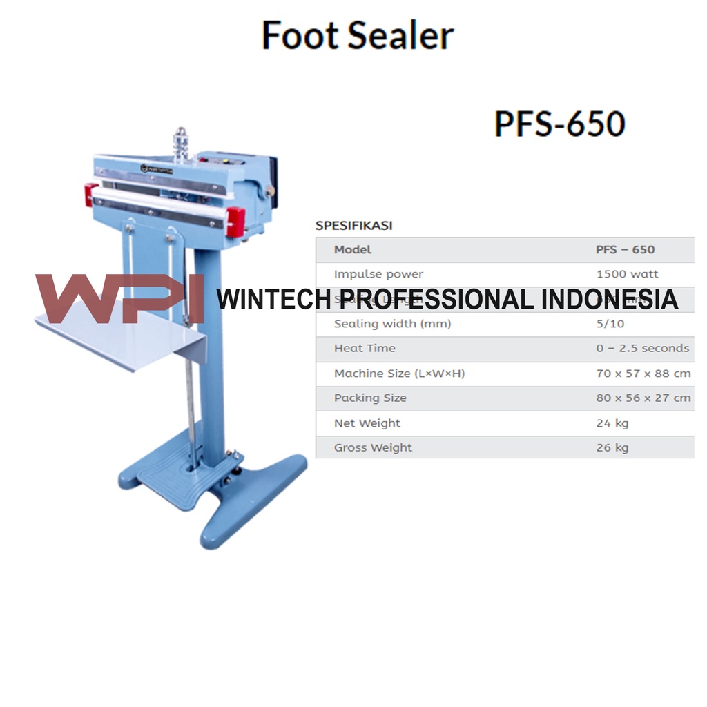 WIRATECH PFS-650 FOOT SEALER / MESIN PENYEGEL PLASTIK