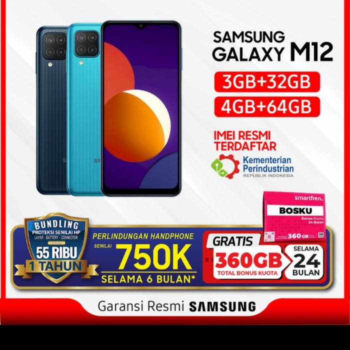 Samsung M12 ram 3/32 resmi - Hitam