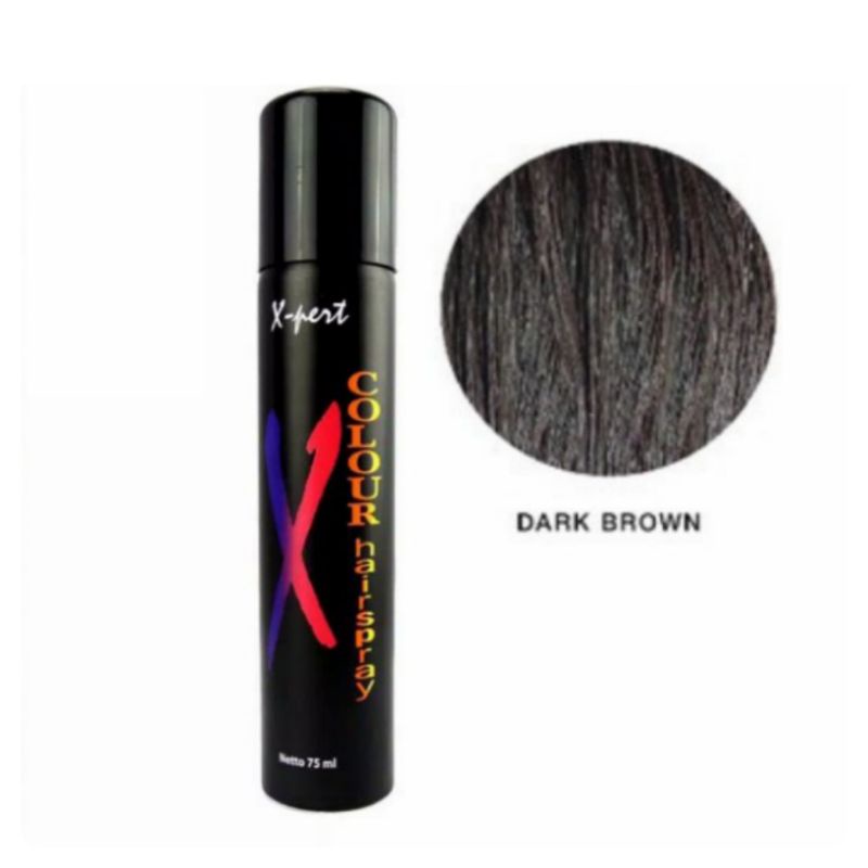 Xpert hairspray DARK BROWN pewarna rambut non permanen hair spray expert hair color