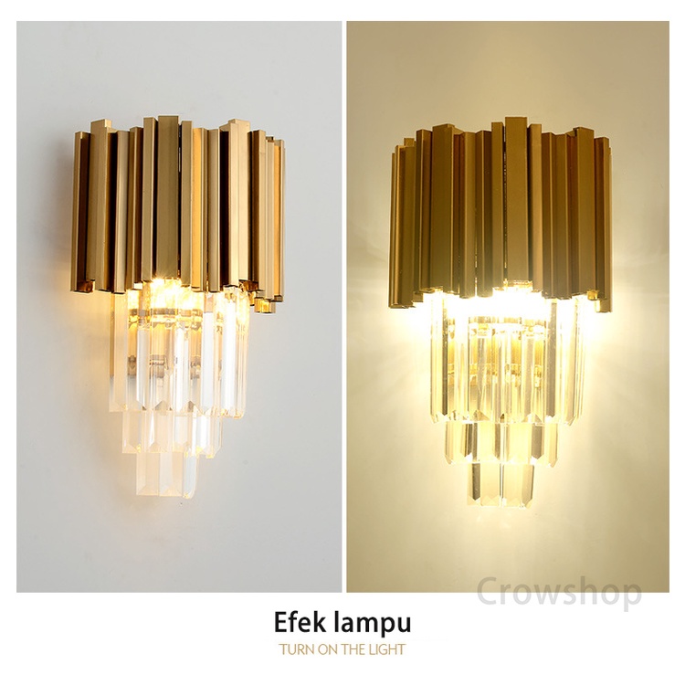 Lampu Dinding Kristal LED Minimalis 3 warna Modern &amp; Mewah Untuk Dekorasi Kamar Ruang Tamu / Kamar Tidur Termasuk bola lampu