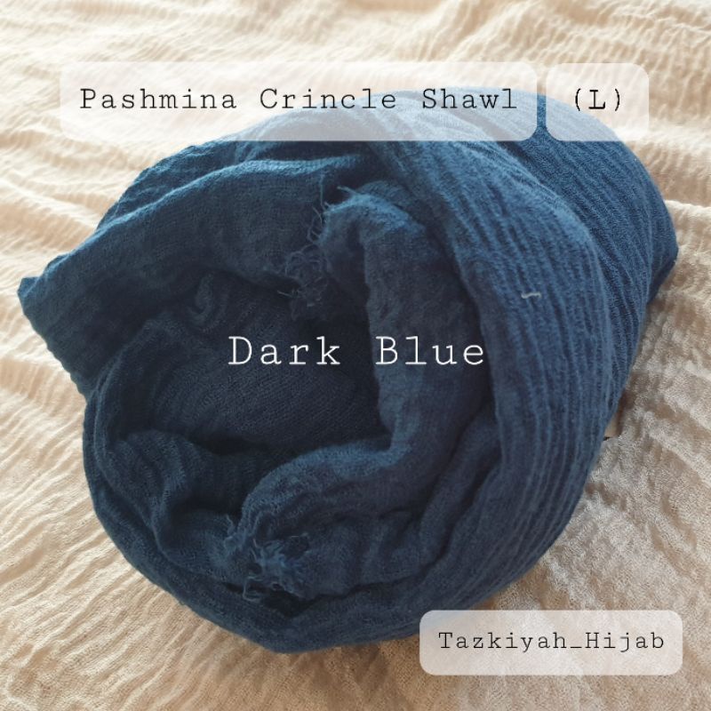 Pashmina Crinkle Shawl-Dark Blue**(L)