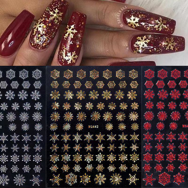 CHRISTMAS SNOW NAIL STICKER / STIKER KUKU NATAL SALJU BANYAK WARNA / HIASAN KUKU TEMA NATAL