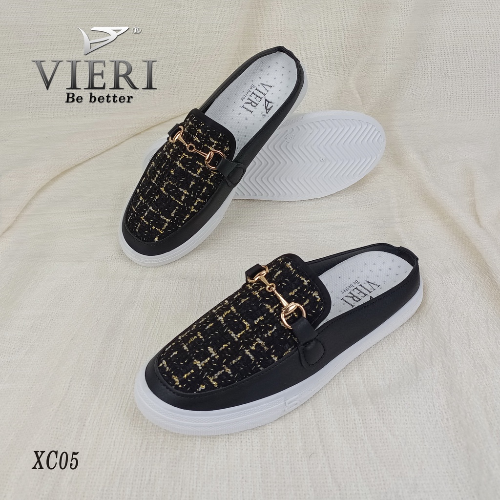 VIERI Sepatu Wanita Flat Slip On Sepatu Import Shoes Wanita Black XC05-1