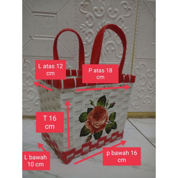 tas kotak mini imut motif / tas anyaman / tas ulangtahun