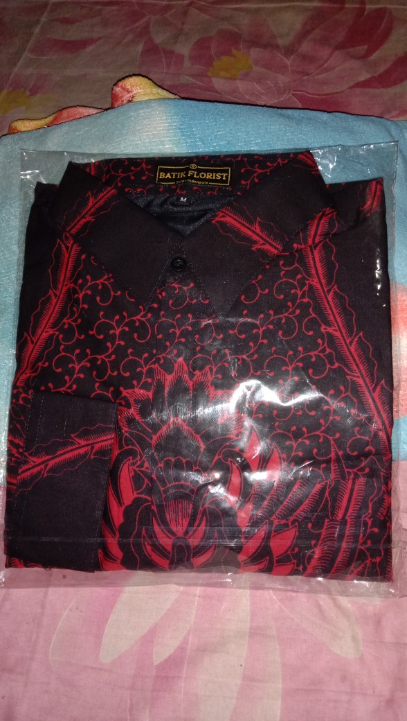 Manuk Peksi Merah Kemeja Batik Pria Slimfit Katun Primisima Full Furing