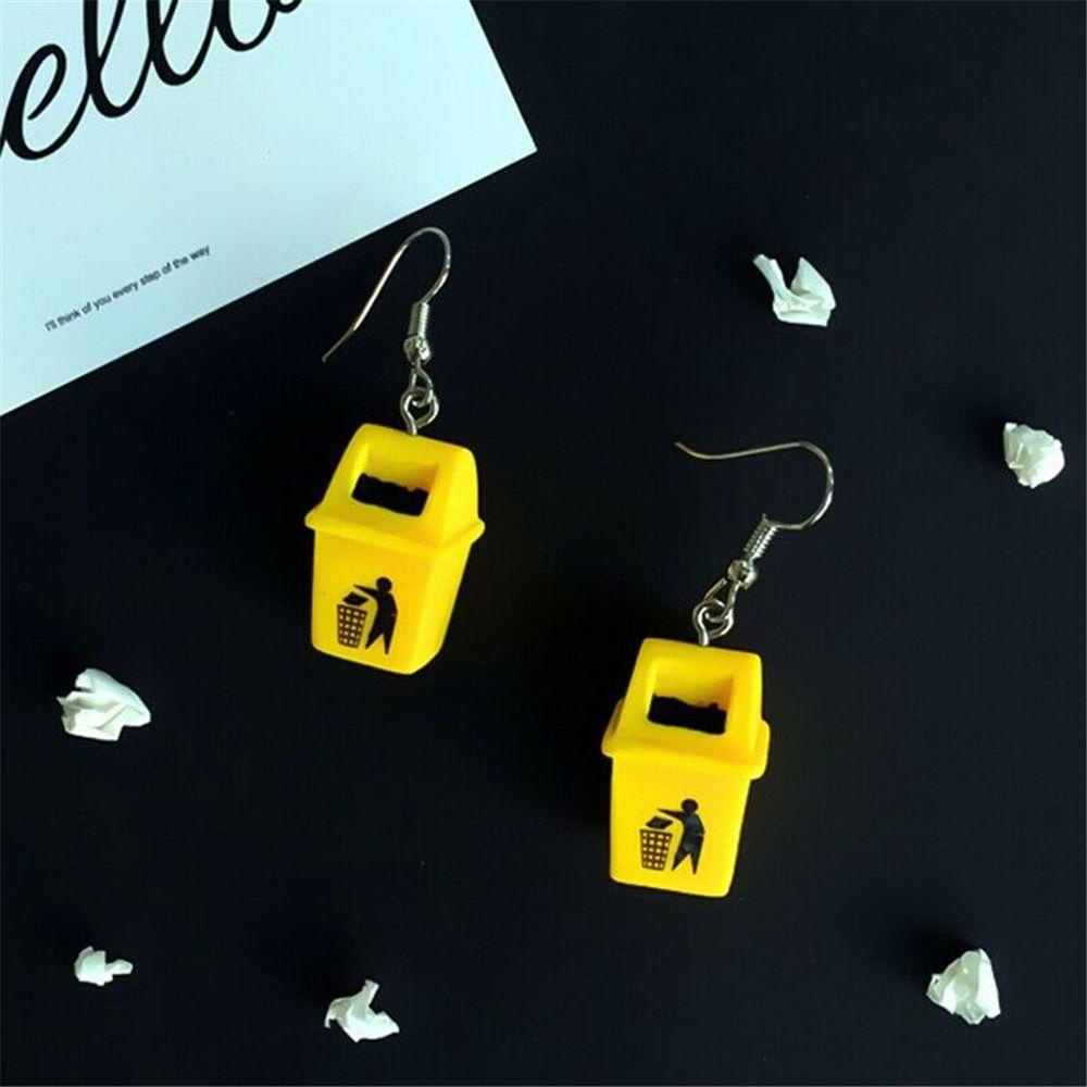 Lily 1pasang Tempat Sampah Anting Wanita Hadiah Klip Telinga Kreatif Stud Earrings Ear Stud Menjuntai