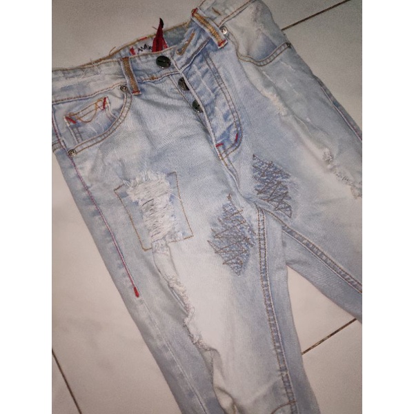 Celana Jeans Ham Jeansku M1 Biker Patch - Ice Blue