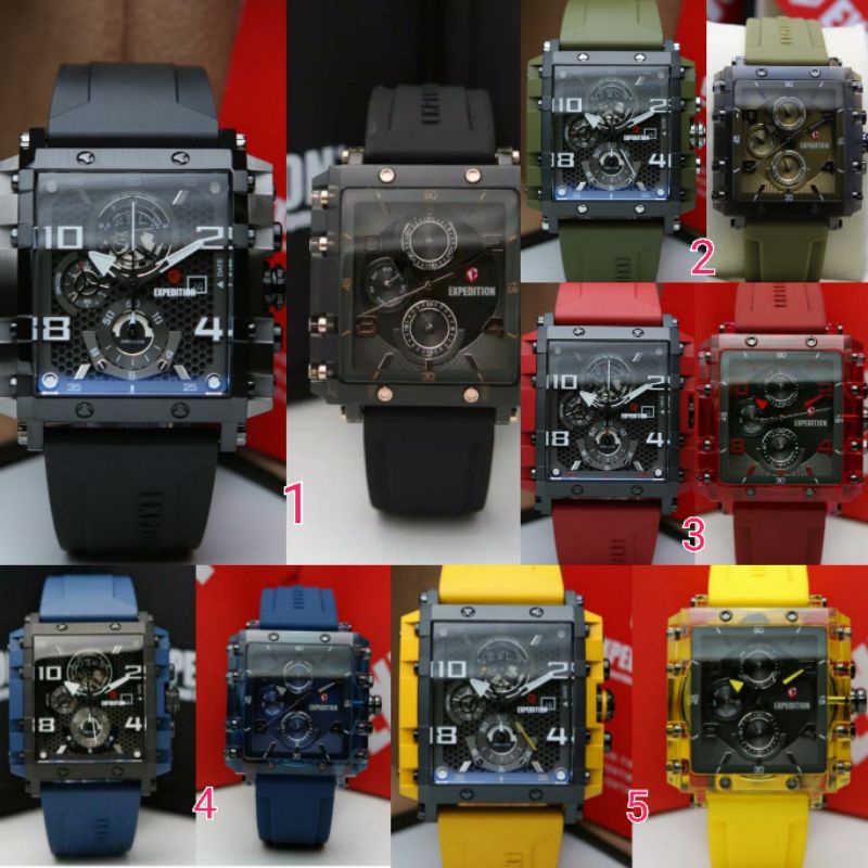 Jam Tangan Couple Expedition E6757 E 6757 & E6808 E 6808 Blue Original