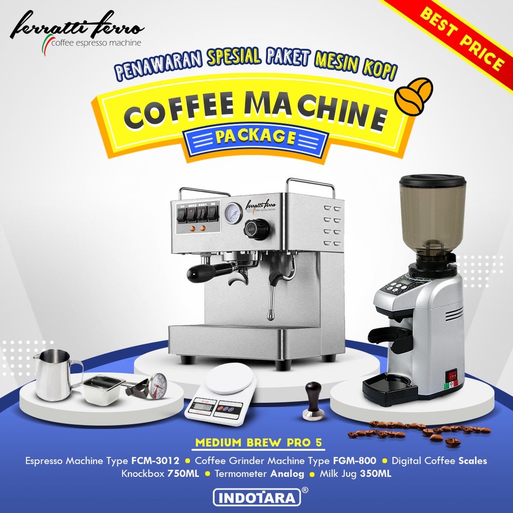 Paket mesin kopi Espresso Medium Brew Pro 4 - 5 - 6