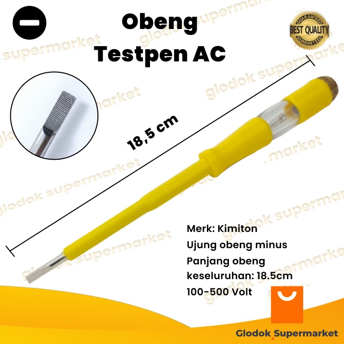 Obeng Testpen AC Kimiton Tespen 100-500 Volt Panjang 18.5cm