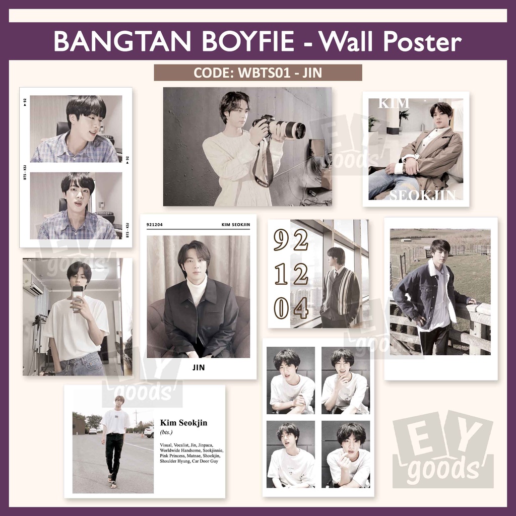 Wall Decor BTS Bangtan Boys BOYFIE Boyfriend Material walldecor Art print postcard poster card dinding kpop jimin jungkook taehyung v suga jin jhope namjoon photocard wall poster deco sticker stiker aesthetic merchandise polaroid mood board hiasan kamar