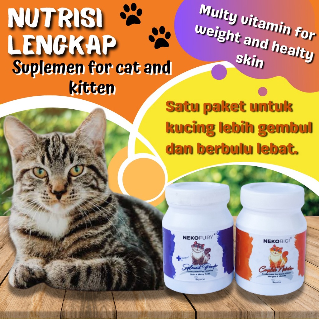 PAKET VITAMIN KUCING & KITTEN TERBAIK NEKOBIGI UNTUK NAFSU MAKAN DAN NEKOFURY UNTUK BULU