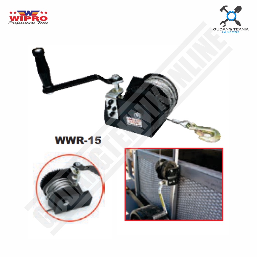 Katrol Handle Putar Atas 700Kg WIPRO WWR-15 / Hoist Manual Takel Tekel Putar - Wire Rope WIPRO WWR 15