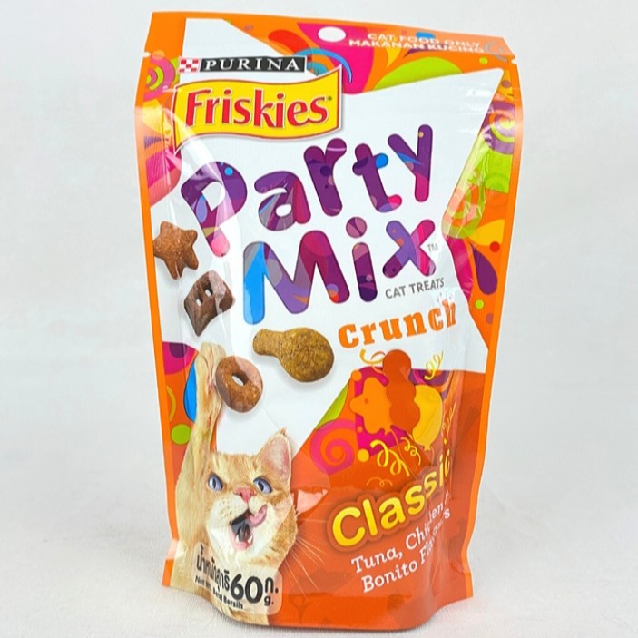 party mix snack kucing 60g / cemilan kucing - rasa classic (oren)