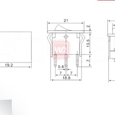 SWITCH 3 PIN KCD1 SAKLAR ON OFF MERAH 220V 13x95MM