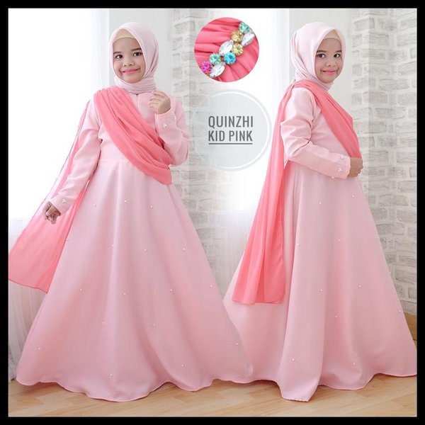 Gamis Anak Perempuan Lebaran 2024 QUINZI DRESS KIDS KAIN WOLLYCRAPE ( 5 - 7 TAHUN ) Baju anak Peremp