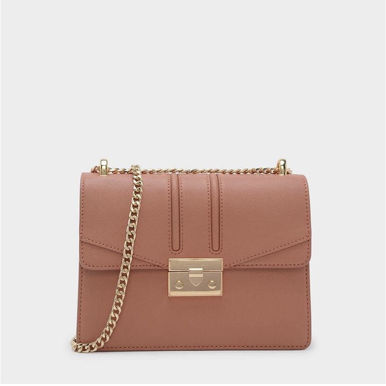 Tas Selempang wanita medium Charles and Keith / Woman Push LockFront Flap sling bag Original Cnk