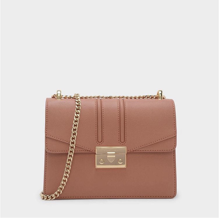 Tas Selempang wanita medium Charles and Keith / Woman Push LockFront Flap sling bag Original Cnk