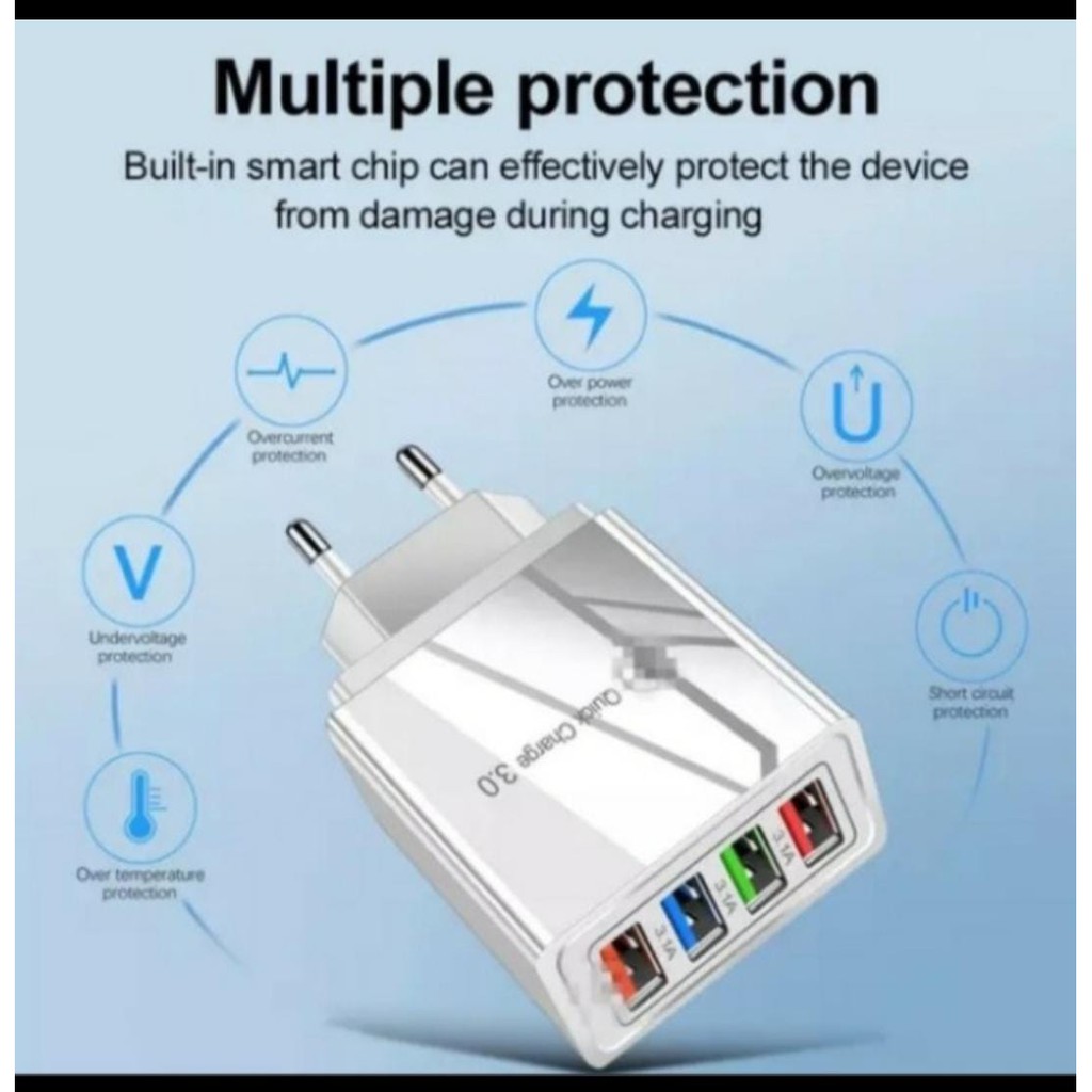 Kepala Quick charger HP travel 4 USB quick charger 3.0