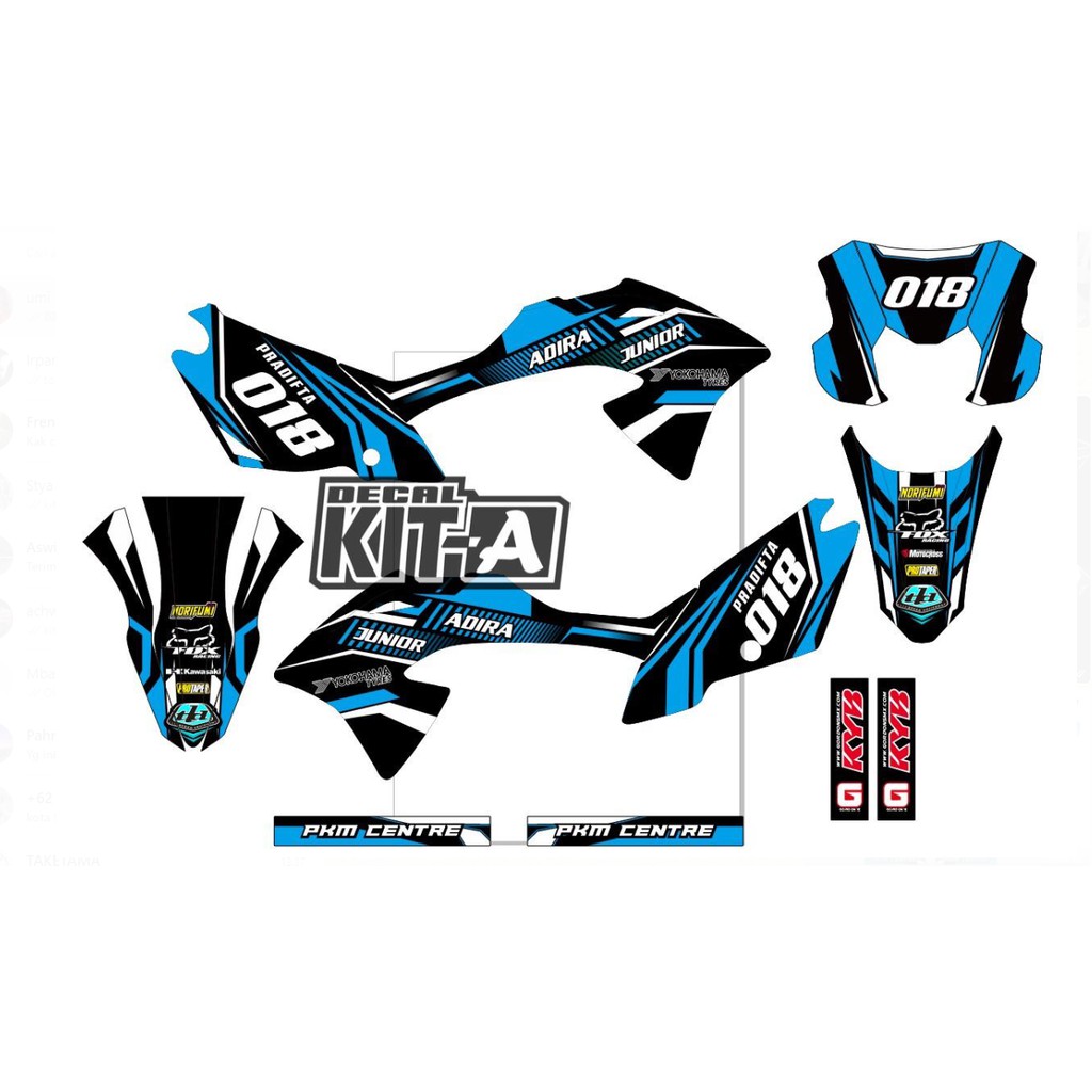 Decal Stiker KLX 150 BF Dekal Striping Sticker Motor KLX Bf Stiker Klx 150 BF Supermoto Biru