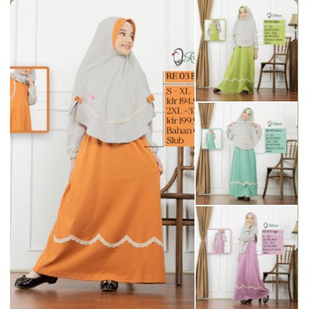 Gamis anak Rahnem RE 03 / dress anak / Baju anak muslimah / baju wanita / gamis plus jilbab /dress k
