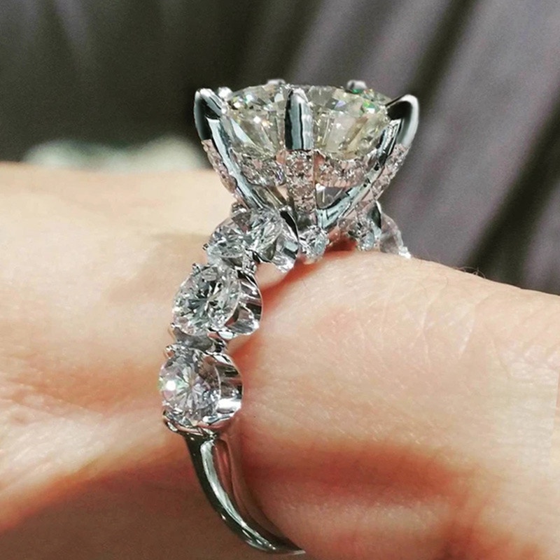 Cincin Wanita Hias Cubic Zirconia Untuk Pernikahan