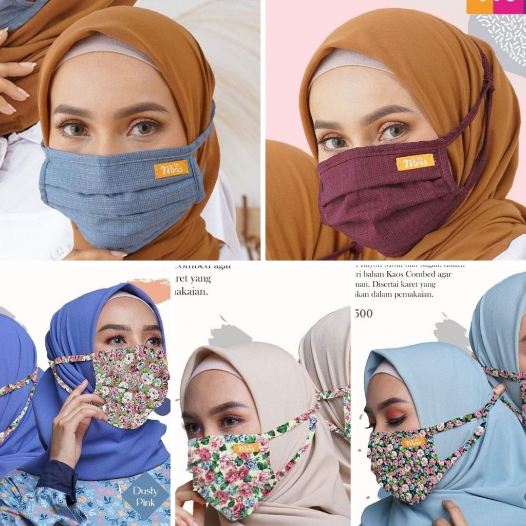 DISKON 35% Masker Nibras Masker kain 2 ply Masker Hijab Masker 2 Ply  Masker Hijab