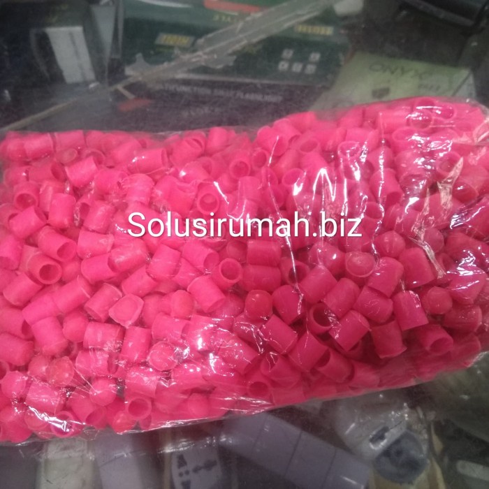 KAKI KARET BULAT 9MM(3/8&quot;)*T14MM PINK MASUK LUAR PIPA SS GELAS /1biji