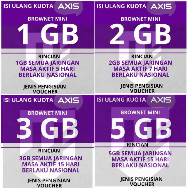 Kuota Axis 1gb 2gb 3gb 5gb 8gb 16gb 24gb 25gb 50gb Mini Bronet Owsem Shopee Indonesia