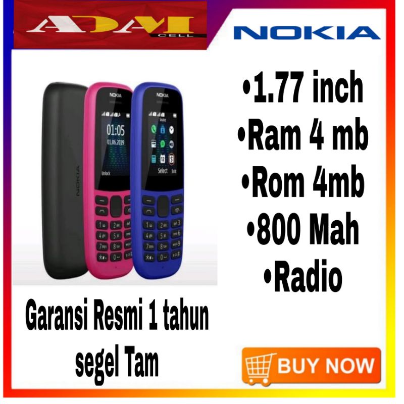 Hp Nokia 105 2019 Warna Random garansi Resmi Tam Wrap plastik Tam