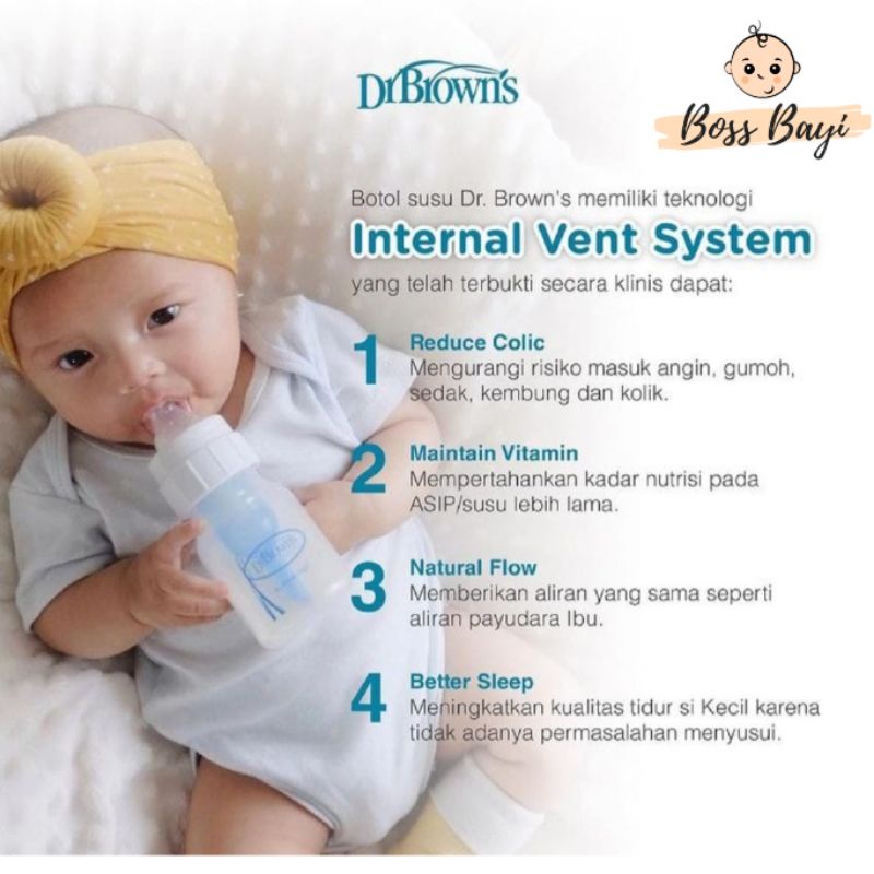 DR BROWNS Botol Natural Flow 60ml /120ml Interval Vent System Biru - Botol Dot Bayi Anak
