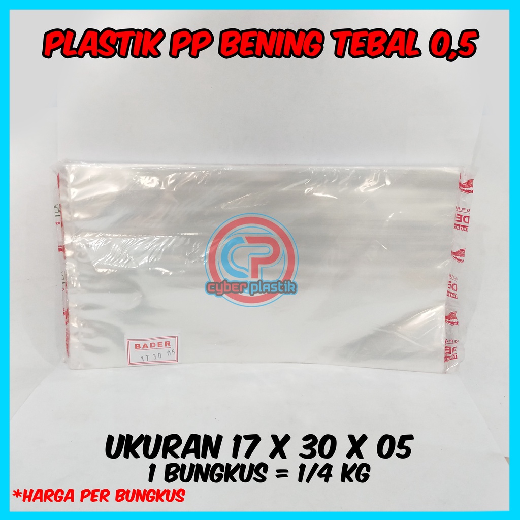 Plastik PP Bening Tebal ukuran 17 x 30 x 05